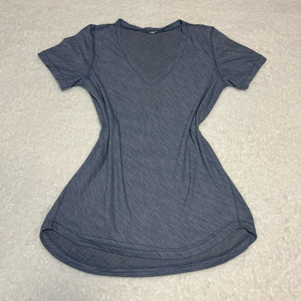 Lululemon Women Heathered Blue What The Sport Short Sleeve Tee
